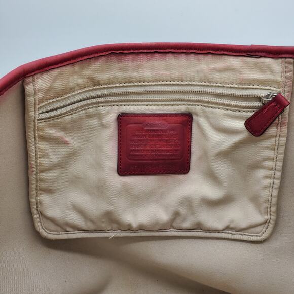 Coach Park Metro Signature Coated Canvas Tote Leather Handbag Shoulder Purse - Picture 9 of 13